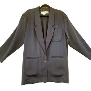 Chaus Women’s Vintage black button down blazer jacket lightweight front pockets‎